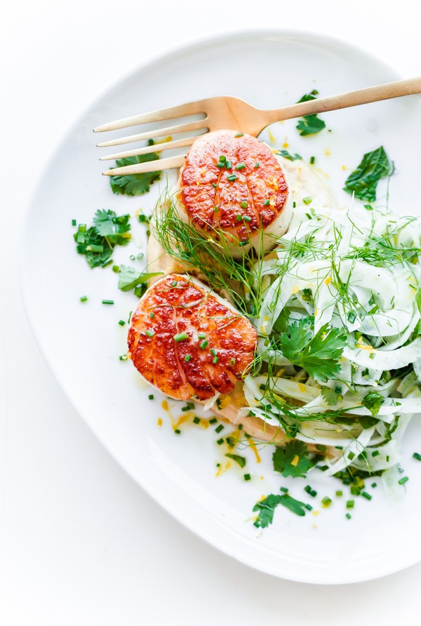 Seared Scallops with Shaved Fennel Salad 