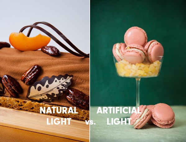 Artificial Light food photograph versus Natural Light Food Photograph example