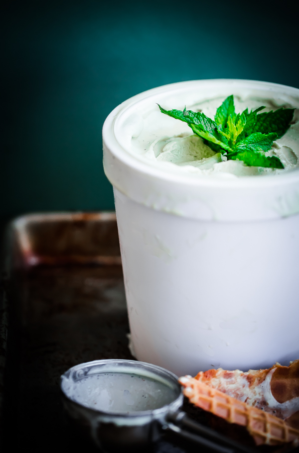 Fresh Vanilla Mint Ice Cream. This ice cream is flavored with fresh mint leaves only and is so refreshing!