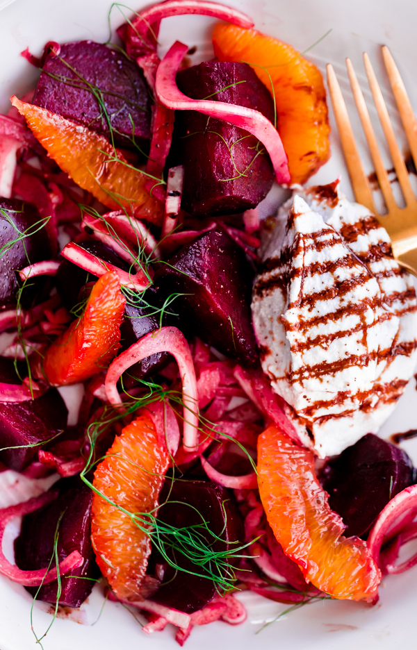 Roasted Beet Salad with Whipped Ricotta, Fennel, and Orange