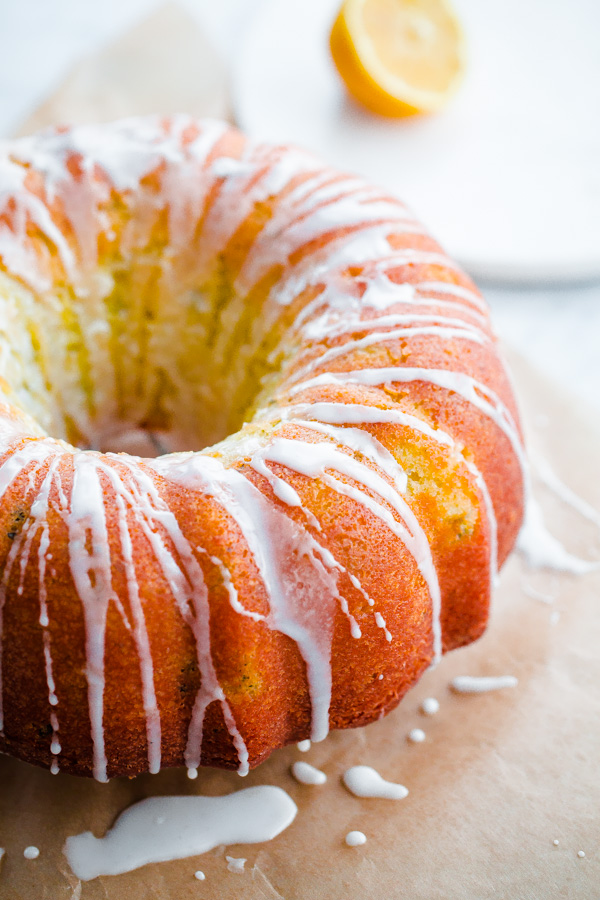 Zucchini Cardamom Bundt Cake with Lemon Glaze