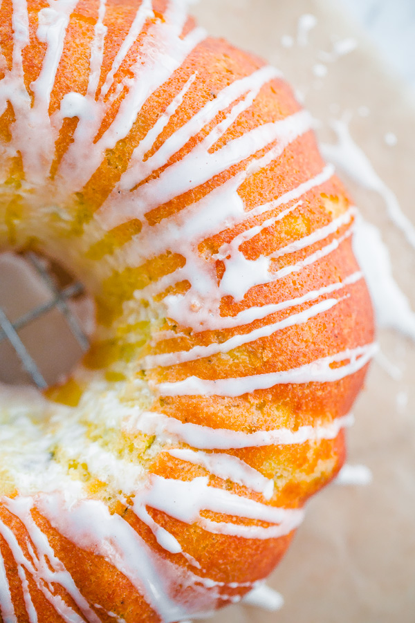 Zucchini Cardamom Bundt Cake with Lemon Glaze