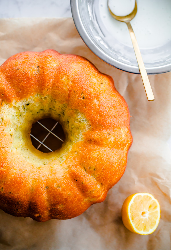 Zucchini Cardamom Bundt Cake with Lemon Glaze