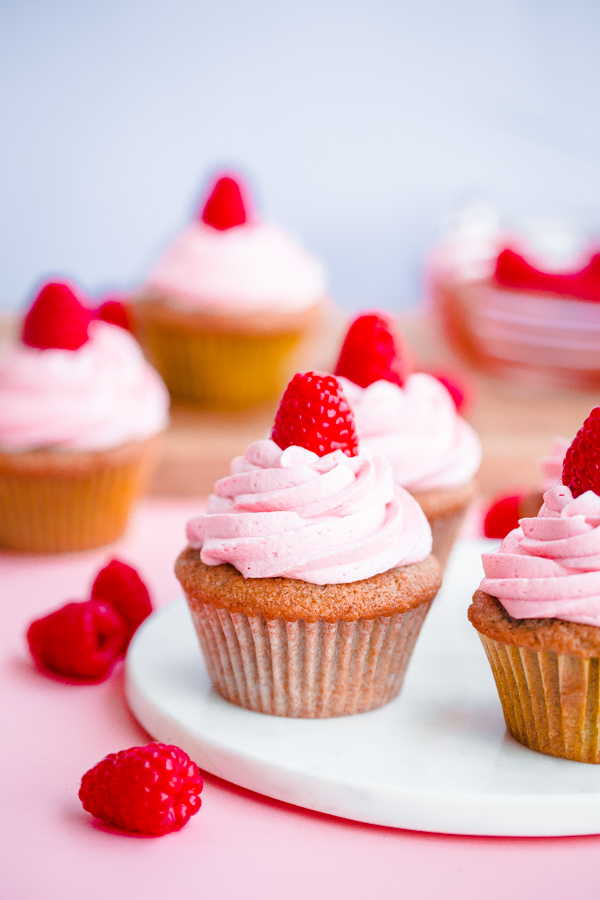 Roasted Raspberry Cupcakes with Raspberry Buttercream