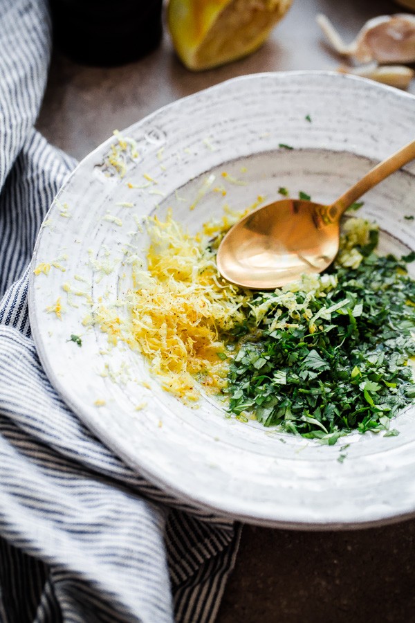 Herbs and Lemon Zest in Bowl