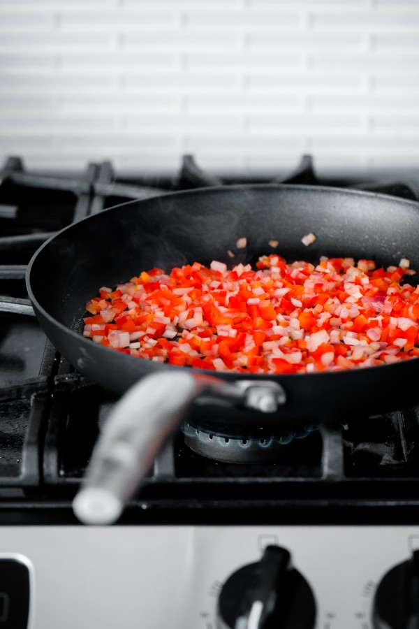 Sautéed Pepper and Onions on Stove