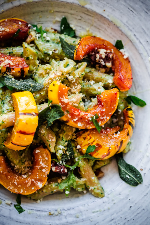 Walnut Sage Pesto Pasta with Roasted Delicata Squash-image