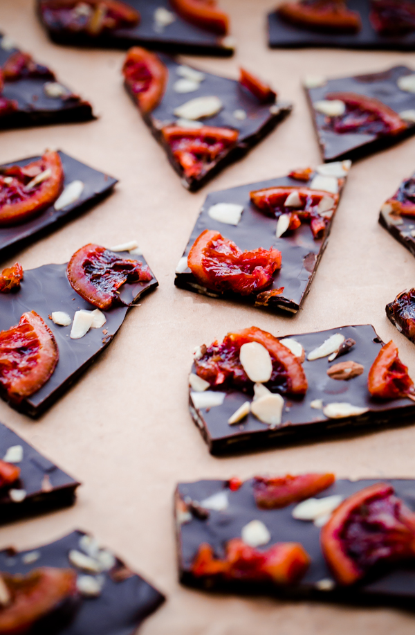 Blood Orange Chocolate Bark with Almonds