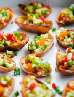 Healthy Oven Roasted Potato Skins with Hummus