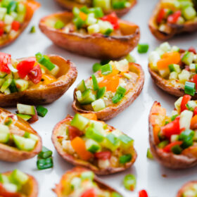 Healthy Oven Roasted Potato Skins with Hummus