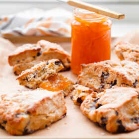 Orange Chocolate Chunk Scones with Orange Glaze