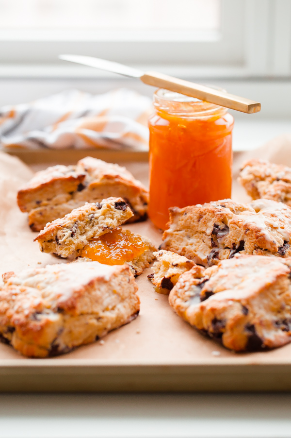 Chocolate Chip Orange Scones with Orange Glaze