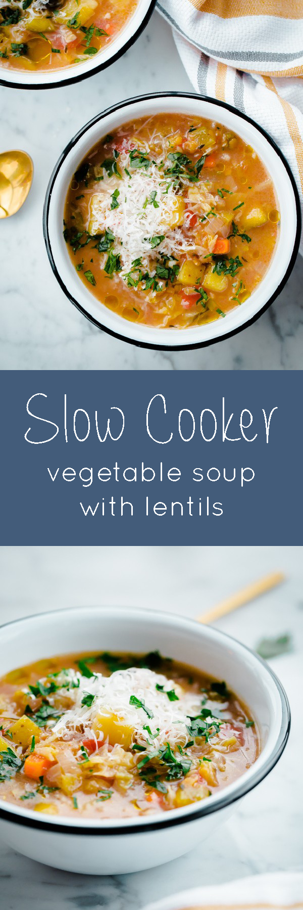 Slow Cooker Winter Minestrone Soup with Red Lentils