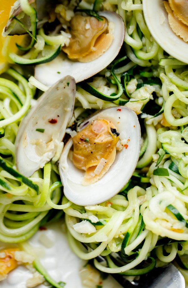 Zucchini Pasta with Garlic Clam Sauce