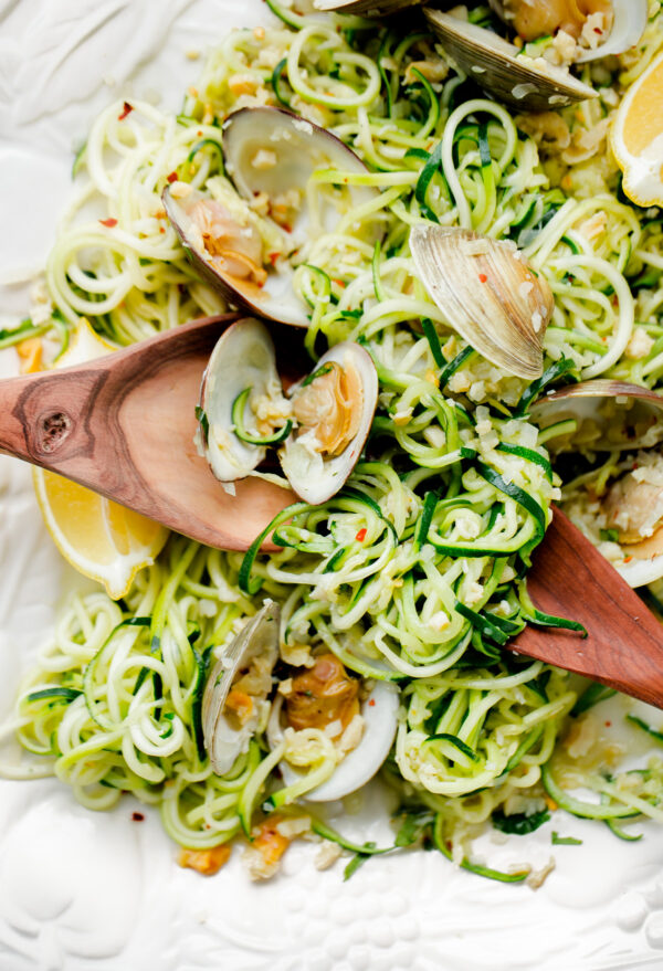 Zucchini Pasta with Garlic Clam Sauce