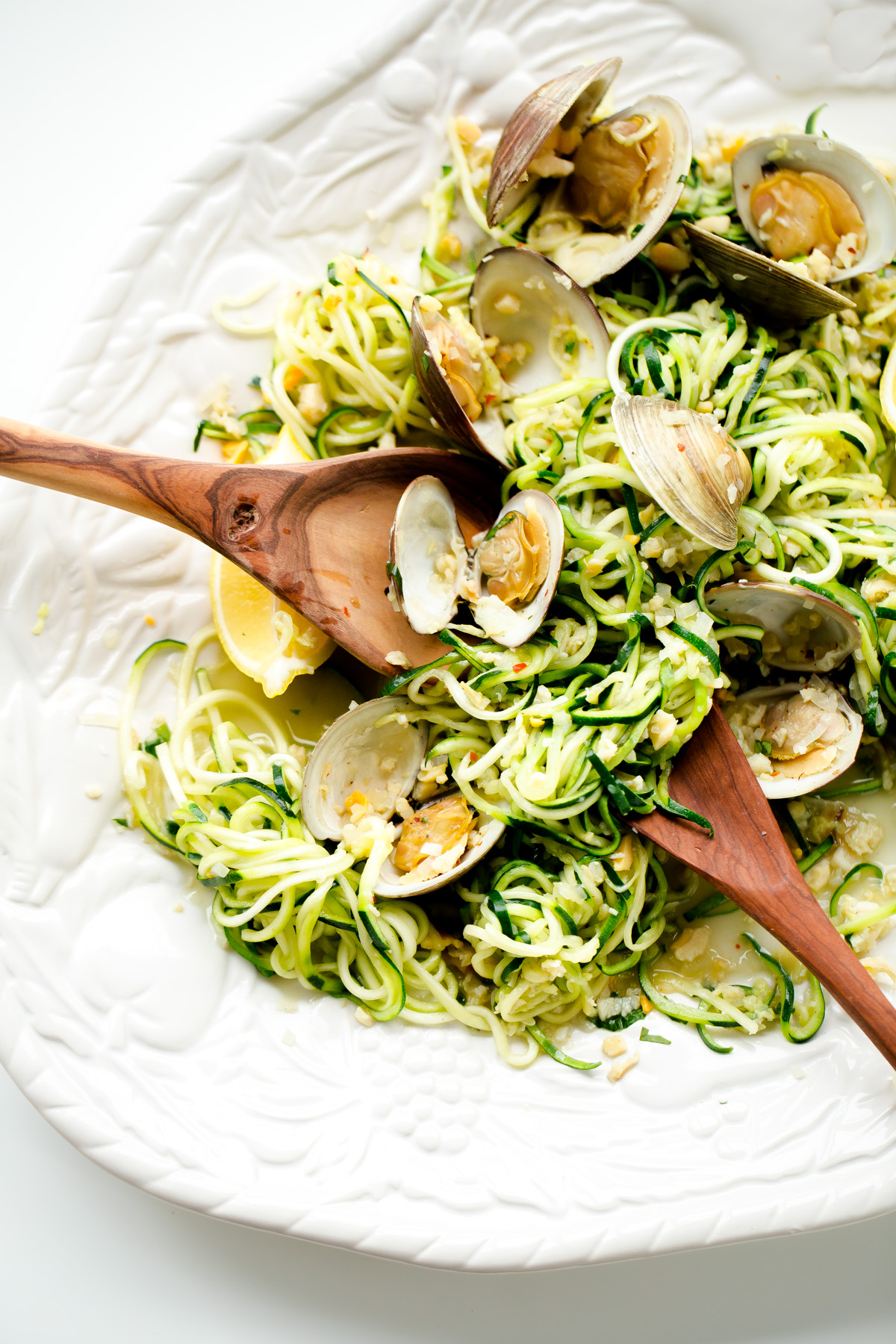 Zucchini Pasta with Garlic Clam Sauce A Beautiful Plate