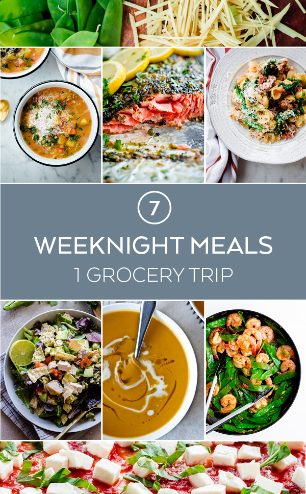 7 Weeknight Meals, 1 Grocery Trip, 1 Shopping List - a weekly meal plan that makes life easier! 