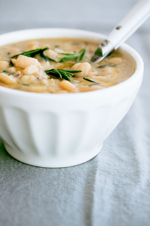 Slow Cooker Cannellini Bean Soup in Bowl