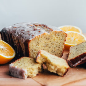 Whole Grain Olive Oil Lemon Poppy Seed Loaf with Meyer Lemon Glaze