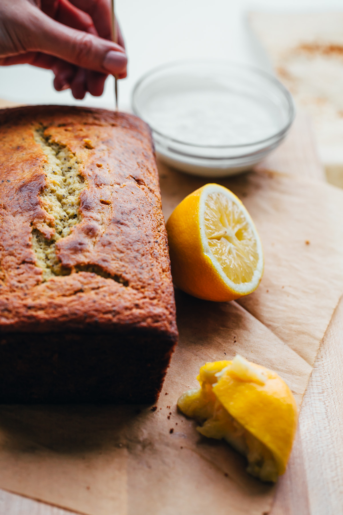 Whole Grain Olive Oil Poppy Seed Loaf with Meyer Lemon Glaze A