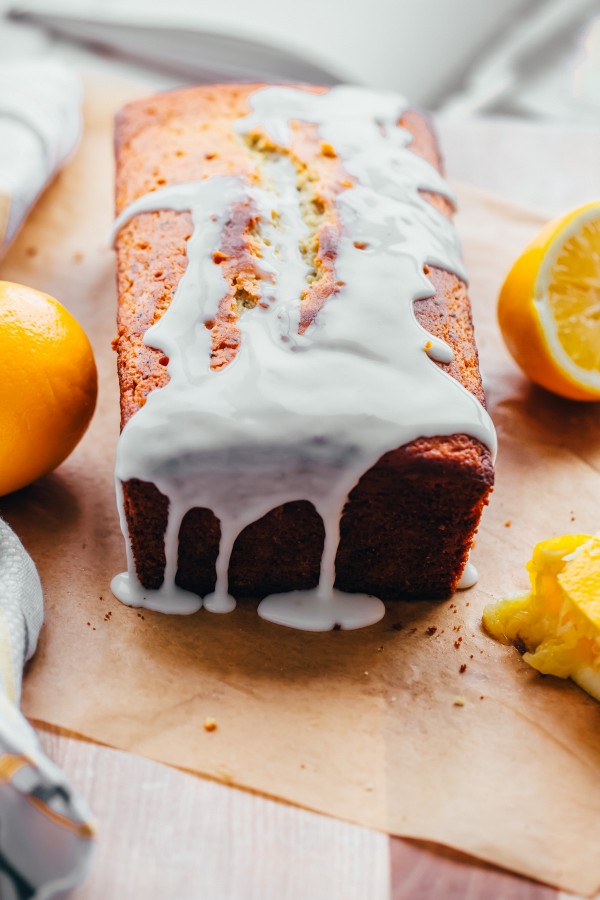 Whole Grain Olive Oil Lemon Poppy Seed Loaf with Meyer Lemon Glaze 