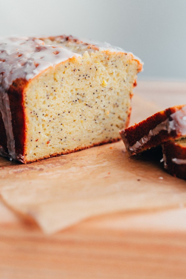 Whole Grain Olive Oil Lemon Poppy Seed Loaf with Meyer Lemon Glaze 