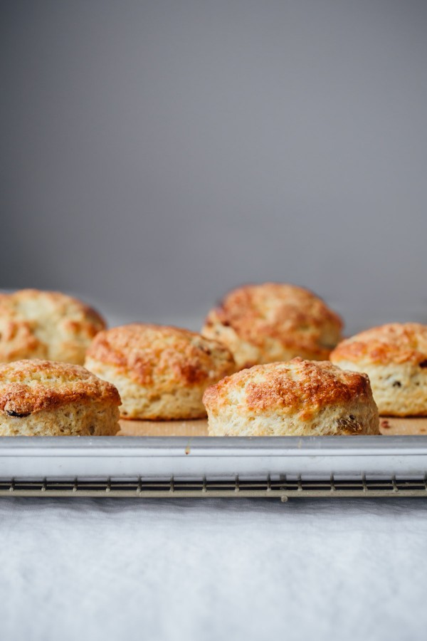These Irish Soda Bread Scones are fluffy, lightly sweetened, filled with plump golden raisins, and pair perfectly with some butter and jam!