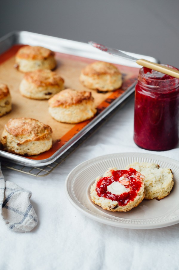 These Irish Soda Bread Scones are fluffy, lightly sweetened, filled with plump golden raisins, and pair perfectly with some butter and jam!