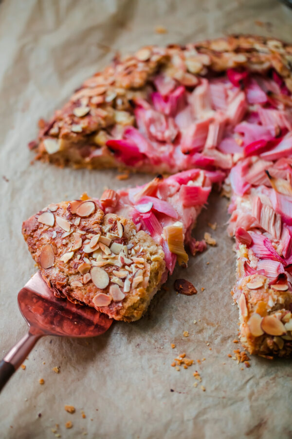 Rhubarb Galette with Orange Frangipane - a simple whole grain tart filled with fresh rhubarb and almond filling. 