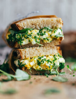 High Maintenance Egg Salad Sandwich with Watercress, Chives, and Homemade Mayonnaise