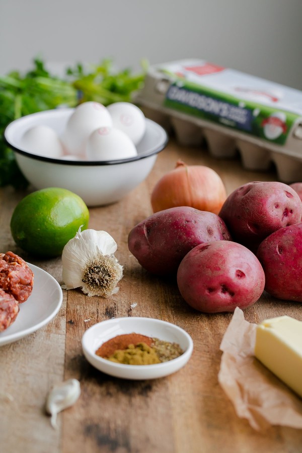 Chorizo and Potato Hash Ingredients