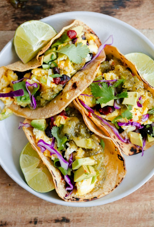 Vegetarian Breakfast Tacos. This EASY taco recipe can be made for breakfast, lunch, or dinner!