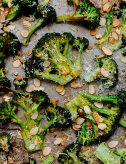 Crack Brocoli. Roasted broccoli with toasted almonds, lemon, red pepper flakes, and pecorino. This side dish is so addicting!