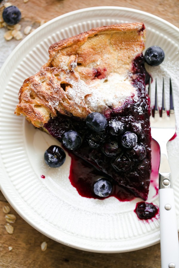 Gluten Free Dutch Baby Slice with Blueberries 