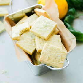 Lemon Basil Shortbread Cookies. Classic shortbread cookies infused with homemade lemon basil sugar!