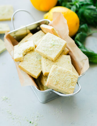 Lemon Basil Shortbread Cookies. Classic shortbread cookies infused with homemade lemon basil sugar!