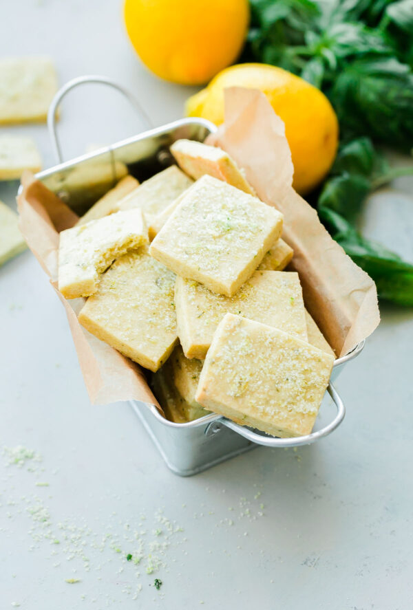 Lemon Basil Shortbread Cookies