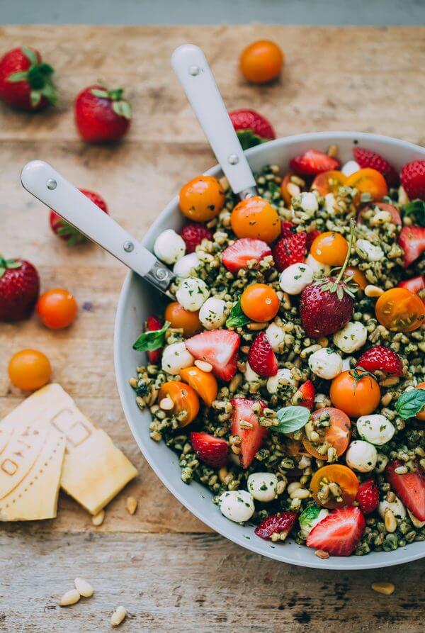 Strawberry Caprese Farro Salad - A Beautiful Plate