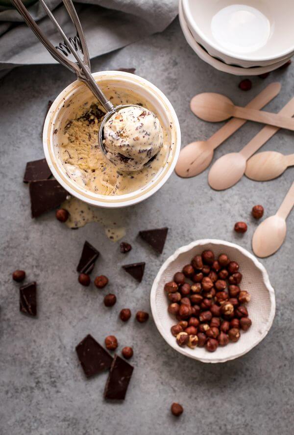 Homemade Chocolate Hazelnut Ice Cream in Scoop