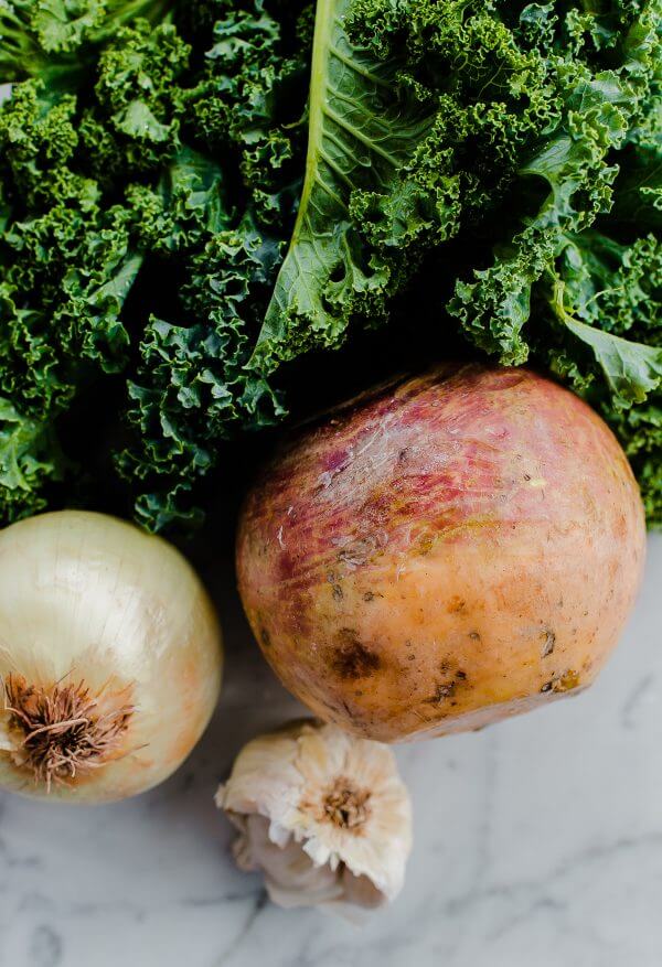 Rutabaga Baked Ziti with Mushrooms and Kale. A healthy twist on baked ziti made with rutabaga noodles! You'd never believe how hearty this is.