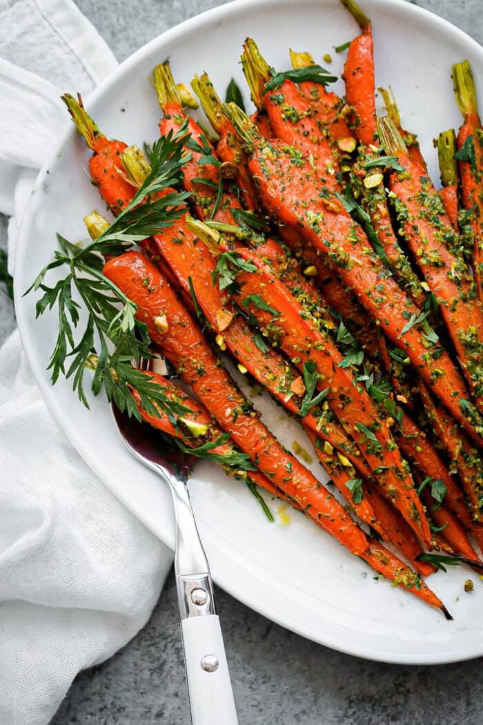 Roasted Carrots with Carrot Top Pesto