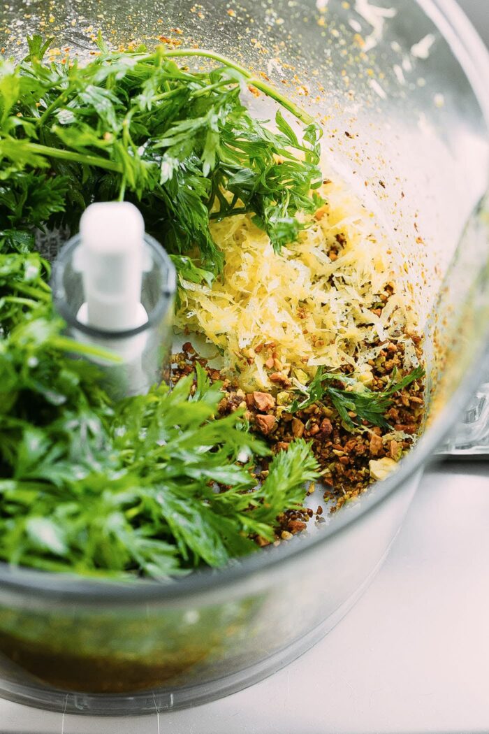How to Make Carrot Top Pesto in Food Processor