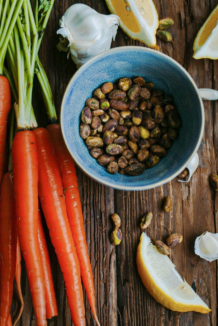 Ingredients for Roasted Carrots with Carrot Top Pesto