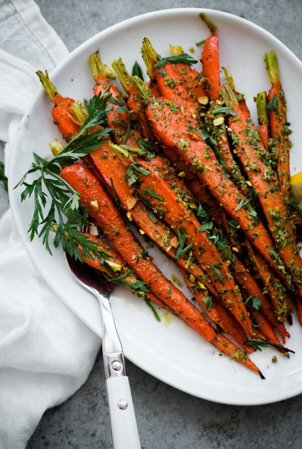 Roasted Carrots with Carrot Top Pesto