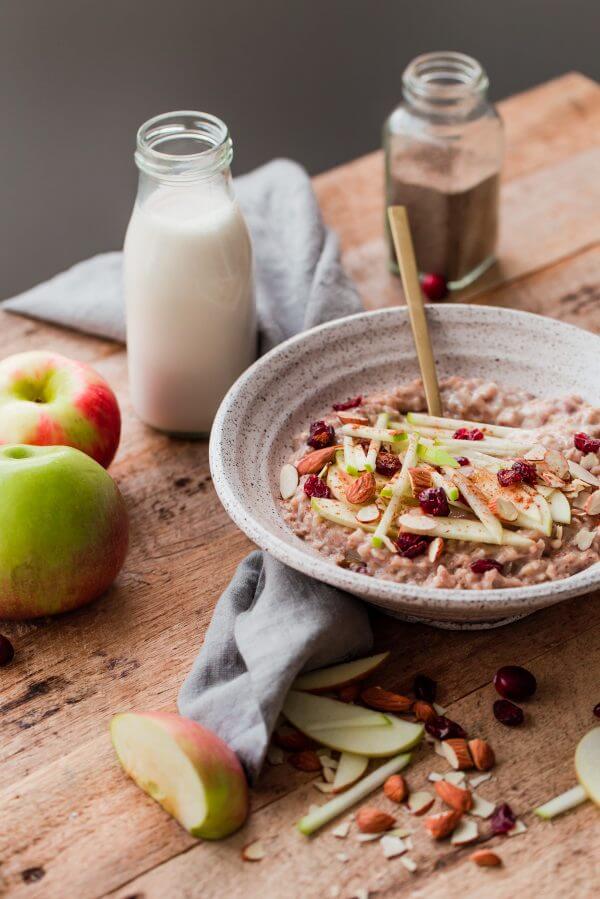 Slow Cooker Steel Cut Oats with Apple and Cranberries. A delicious, healthy crockpot breakfast that is ready for you when you wake up!