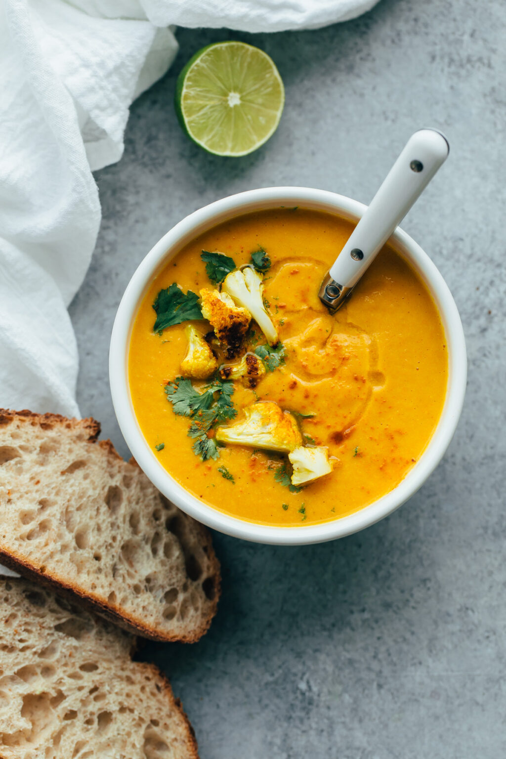 Roasted Cauliflower Soup with Coconut and Turmeric A Beautiful Plate