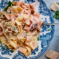 Homemade Pappardelle Pasta. A simple egg pasta dough made with all-purpose flour, semolina, and eggs!