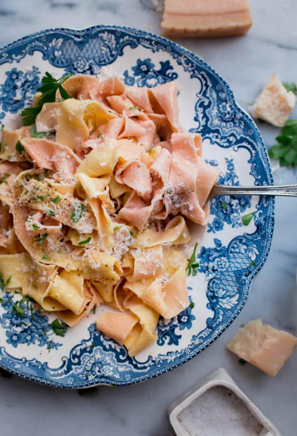 Homemade Pappardelle Pasta. A simple egg pasta dough made with all-purpose flour, semolina, and eggs!