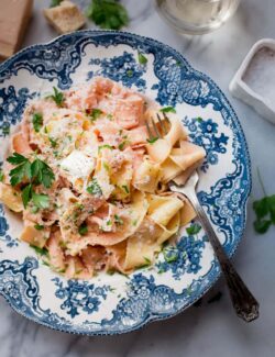 Homemade Pappardelle Pasta. A simple egg pasta dough made with all-purpose flour, semolina, and eggs!