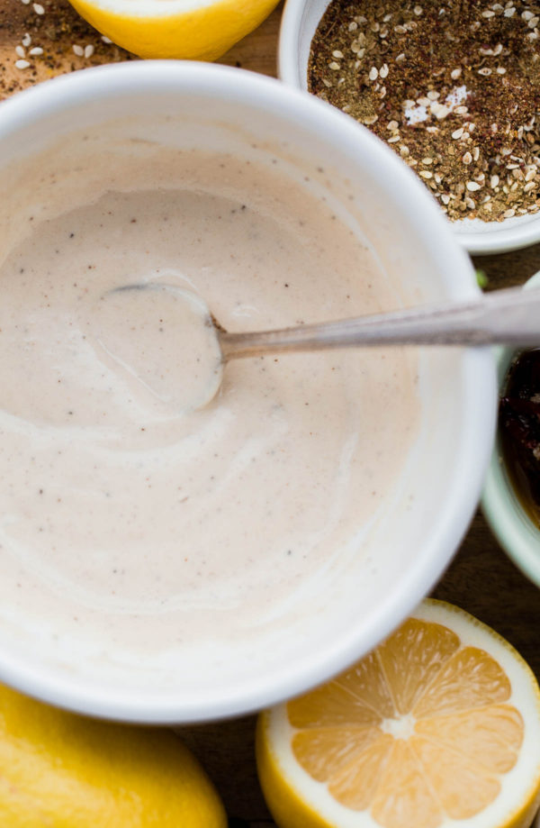 Lemon Tahini Sauce in Bowl